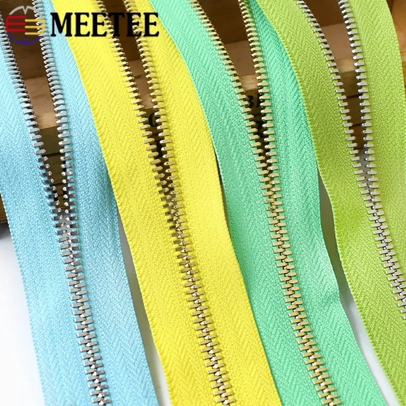 1-5Y 5# Metal Zipper Roll for Sewing Jacket Bag Zips Closure Continuous Zippers Repair Kit Colored Clothing Decorative Zip Tapes