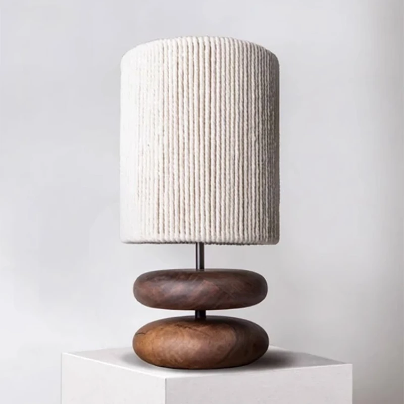 اليابانية الرجعية خشبية مصابيح أرضية LED الحياكة اليدوية النسيج الفن الظل غرفة نوم السرير غرفة المعيشة دراسة جو الدائمة الخفيفة #4