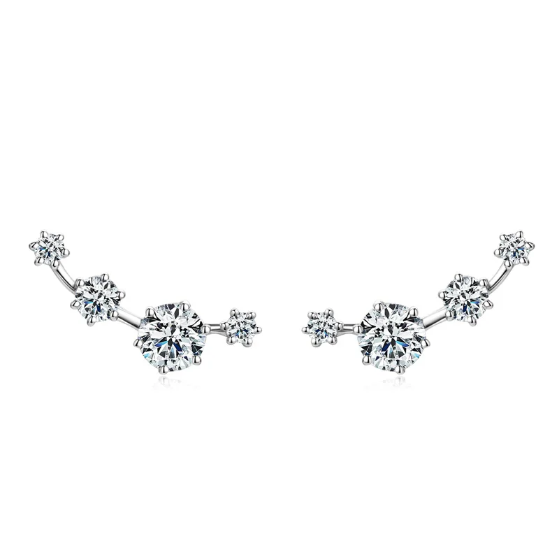 OXTAO Fashion Moissanite Earrings Stud Climber 925 Sterling Silver Round For Women Premium Jewelry Gifts And Certifications