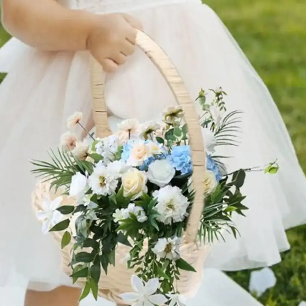 Beautiful Hand Made Flower Storage Basket Hand-Woven 3 Shapes Wicker Flower Basket Storage Baskets For Plant Home Wedding