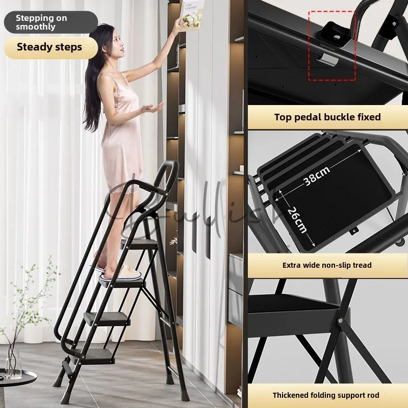 Klappleiter Haushaltsfischgrätenmuster Über der Wand Klettern Multifunktionaler Handlauf für den Innenbereich