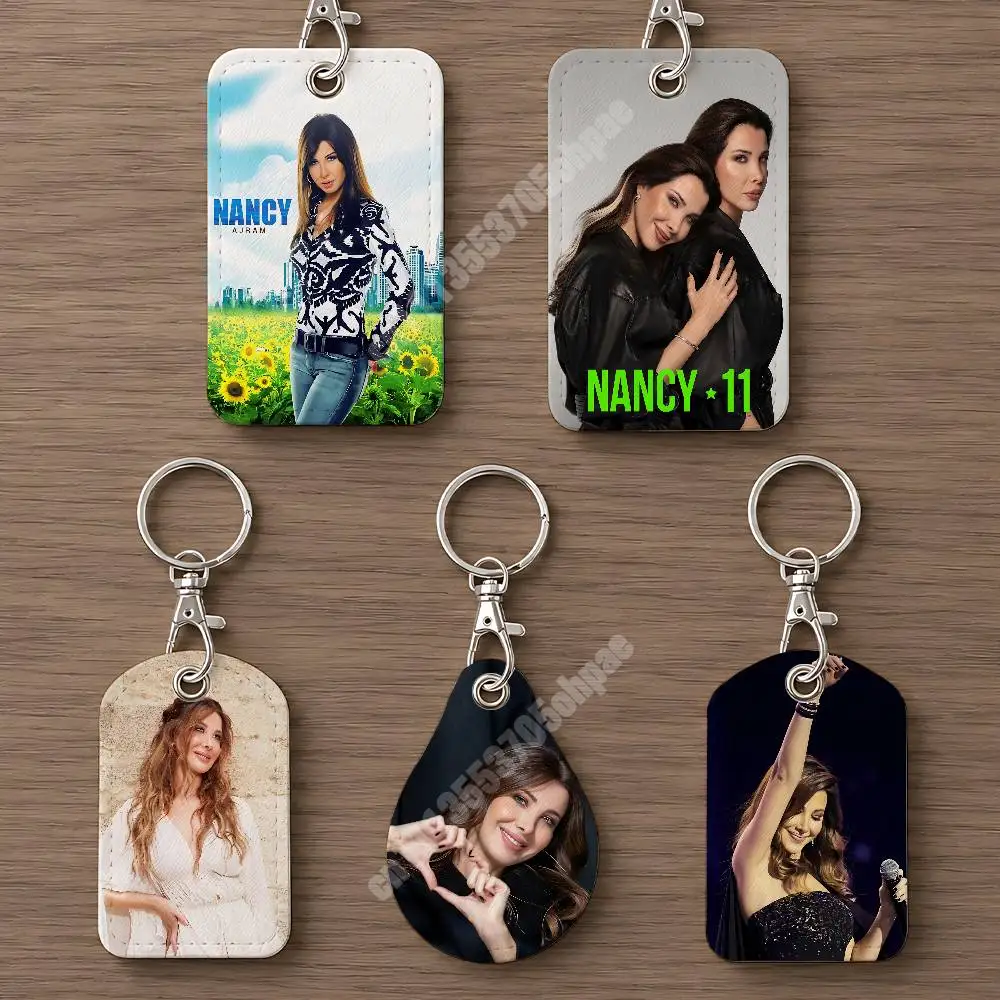 Lebanon Pop Singer N-Nancy 11 A-Ajram Leather Keychain Card Holder for Airtag & Access Cards Modern Bus Pass