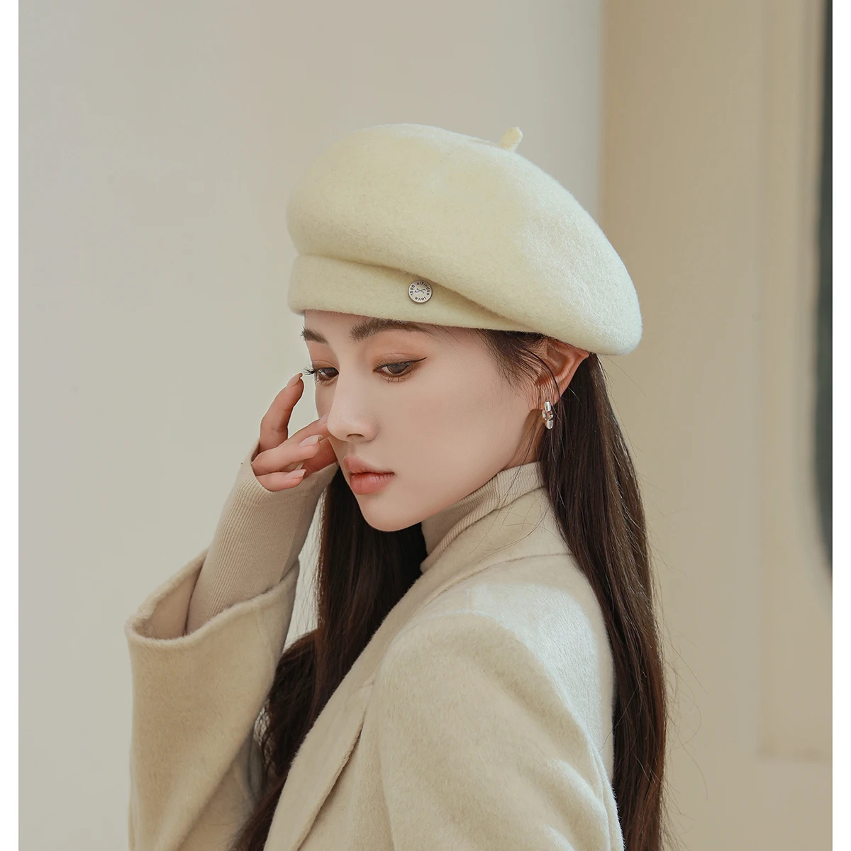 

Wool Beret Hat Solid Color French Beret Hat Artist Berets Cap for Women Girls Fashionable Winter Fashion Lady Hat