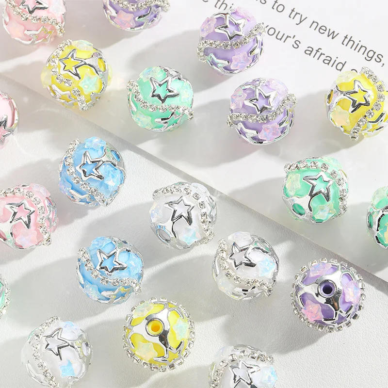 Fresh New 15pcs 16mm Metal Acrylic Jewelry Floral Round Gumball Jewelry Beads Fit Bracelet Necklace Earring Pen Making