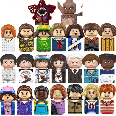 The Terrible Movie Upside Down Dustin Mike Lucas Will Eleven Model Building Blocks Enlighten Action Figure Toys For Children