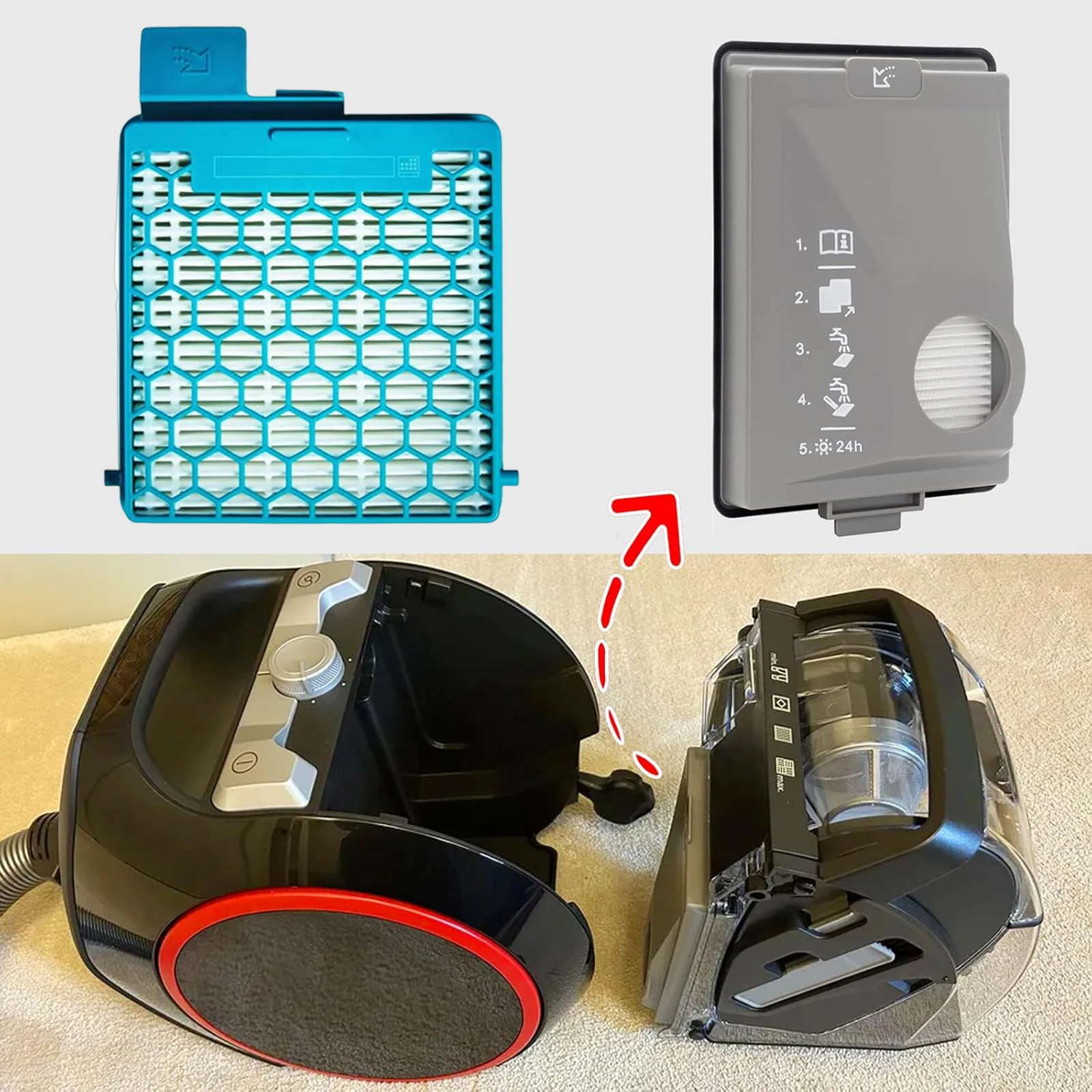 Vacuum Cleaner Filters Cartridge Reusable Compatible Replacement Filter Multi-Purpose for High Efficiency Of Daily Cleaning