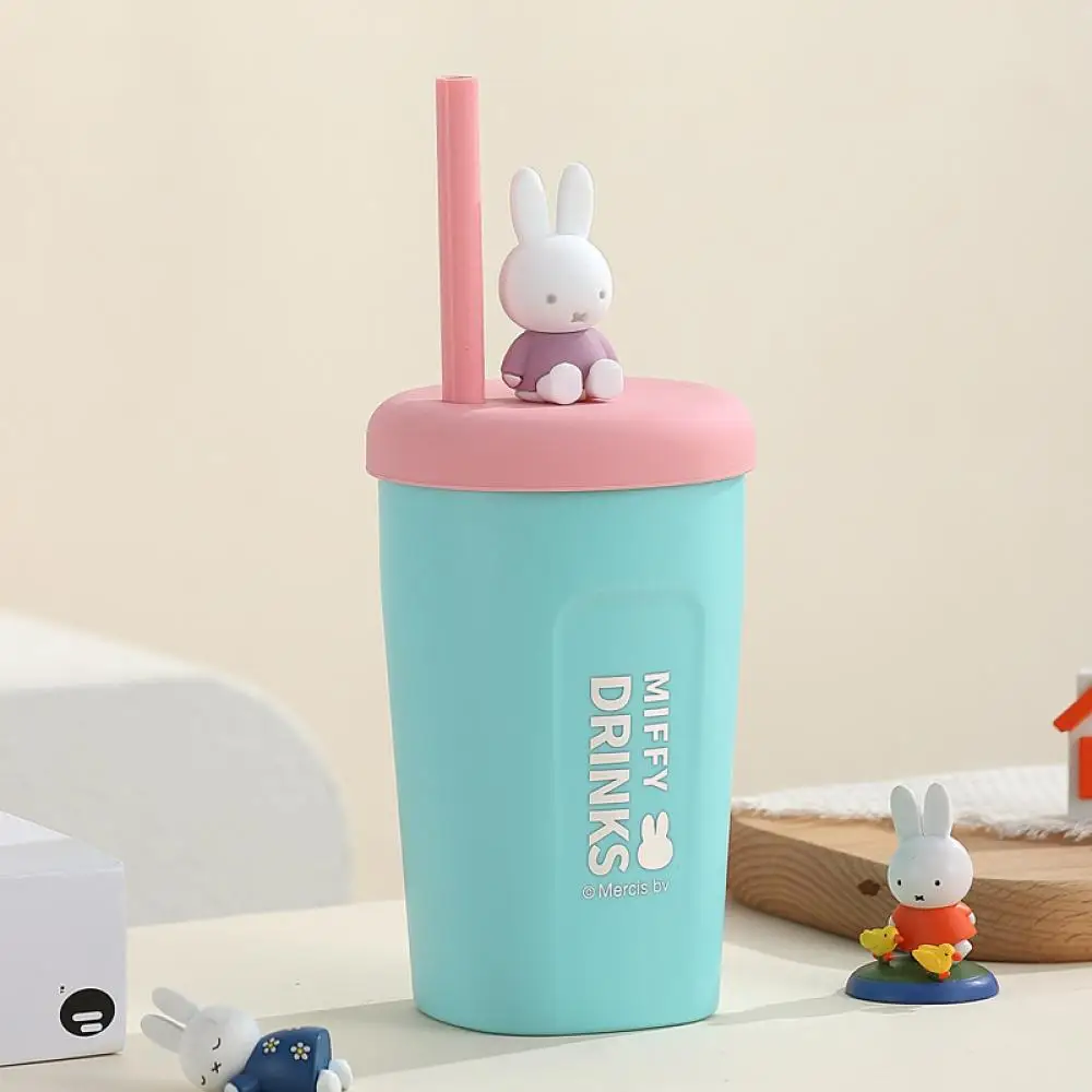 Nijntje 304 roestvrijstalen waterbeker Student theestrobeker, kantoormedewerker Kawaii draagbare koffiekop met deksel