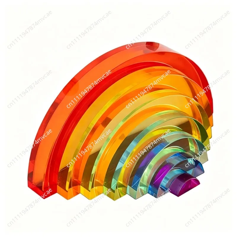 Rainbow Acrylic Sculpture - Transparent DIY Block Figurine for Home Decor