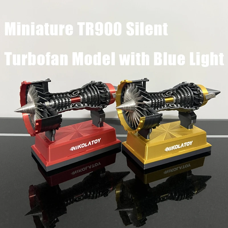 TRENT900 Micro Turbofan Engine Model Silent Motor with Blue Light Exquisite Toy Red/Yellow