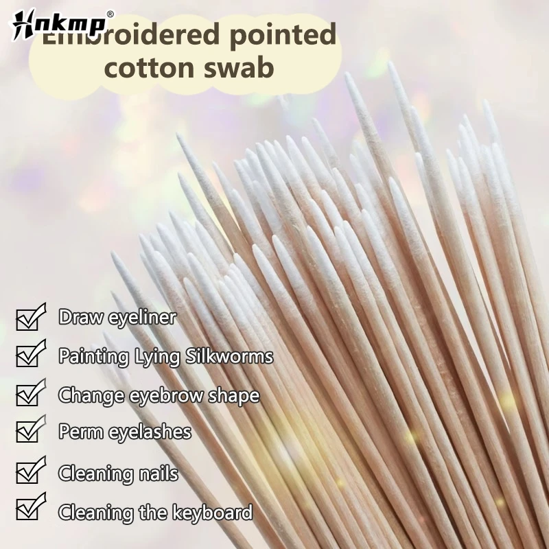 Double-Pointed Disposable Ultra-Small Cotton Swab Brush Lint Free Micro Wood Makeup Brushes Eyelash Extension Glue Removing Tool