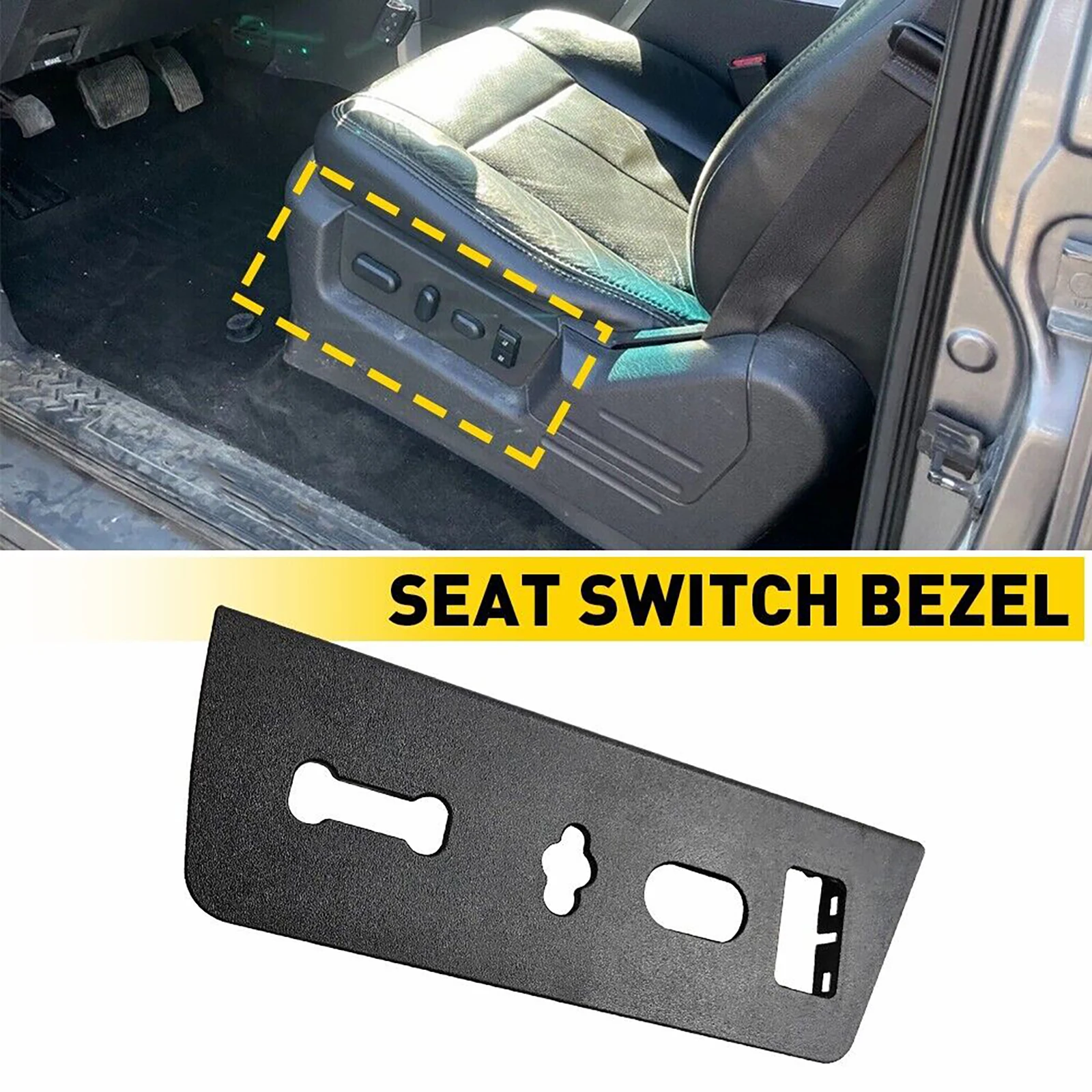 Cubierta del Panel de la carcasa del interruptor del asiento del coche, accesorios del lado izquierdo del conductor para Ford F-150, color negro, 9L3Z-14A706-NA, 1 unidad