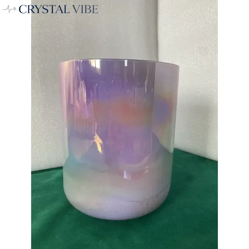 CRYSTAL VIBE 7.5 Inch Crystal Singing Bowl F Note Heart Chakra Cosmic Purple Pink Blue 432Hz Sound Therapy Healing Meditation