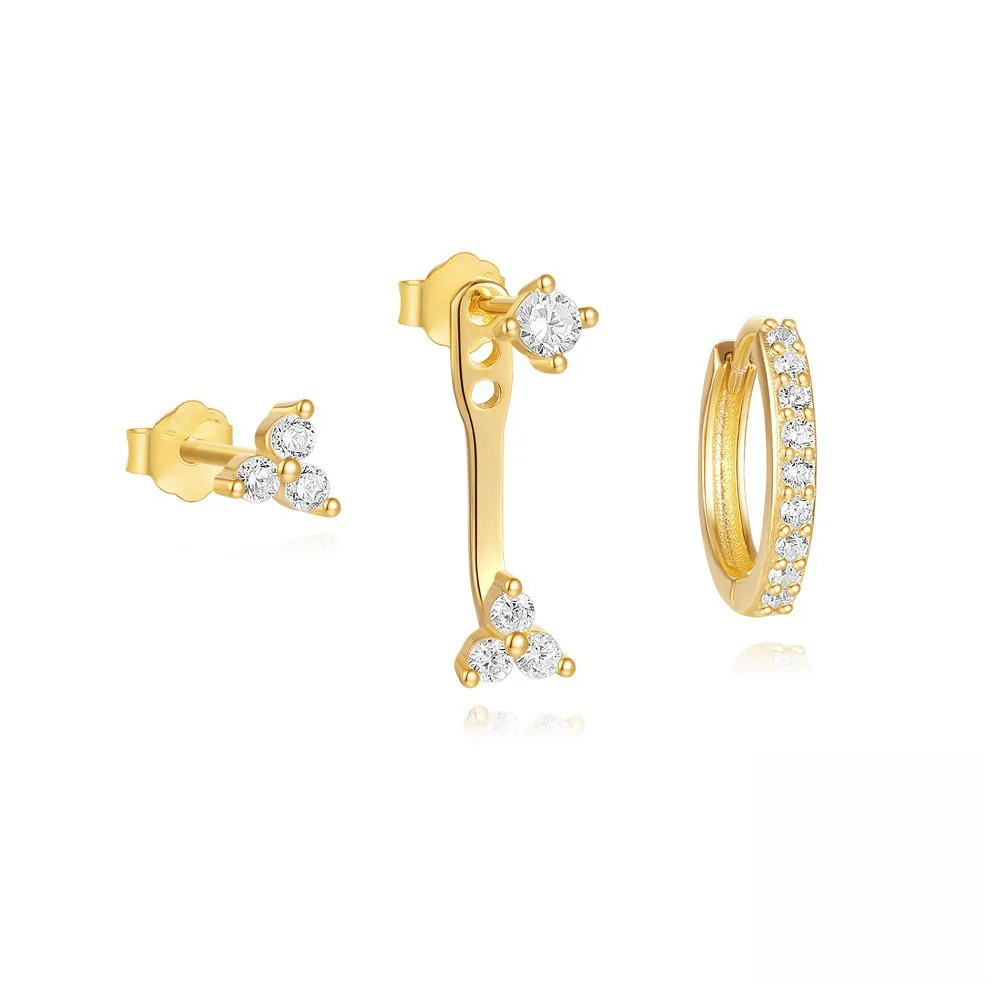 3 PCS Classic CZ Cartilage Piercing Mix Stud Earrings Set for Women Girls Elegant Cubic Zircons Tiny Ear Huggie Party Birth Gift