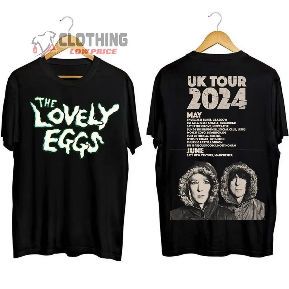 

The Lovely Eggs Logo Tour 2024 Black T-Shirt Gift Fans Music All Size