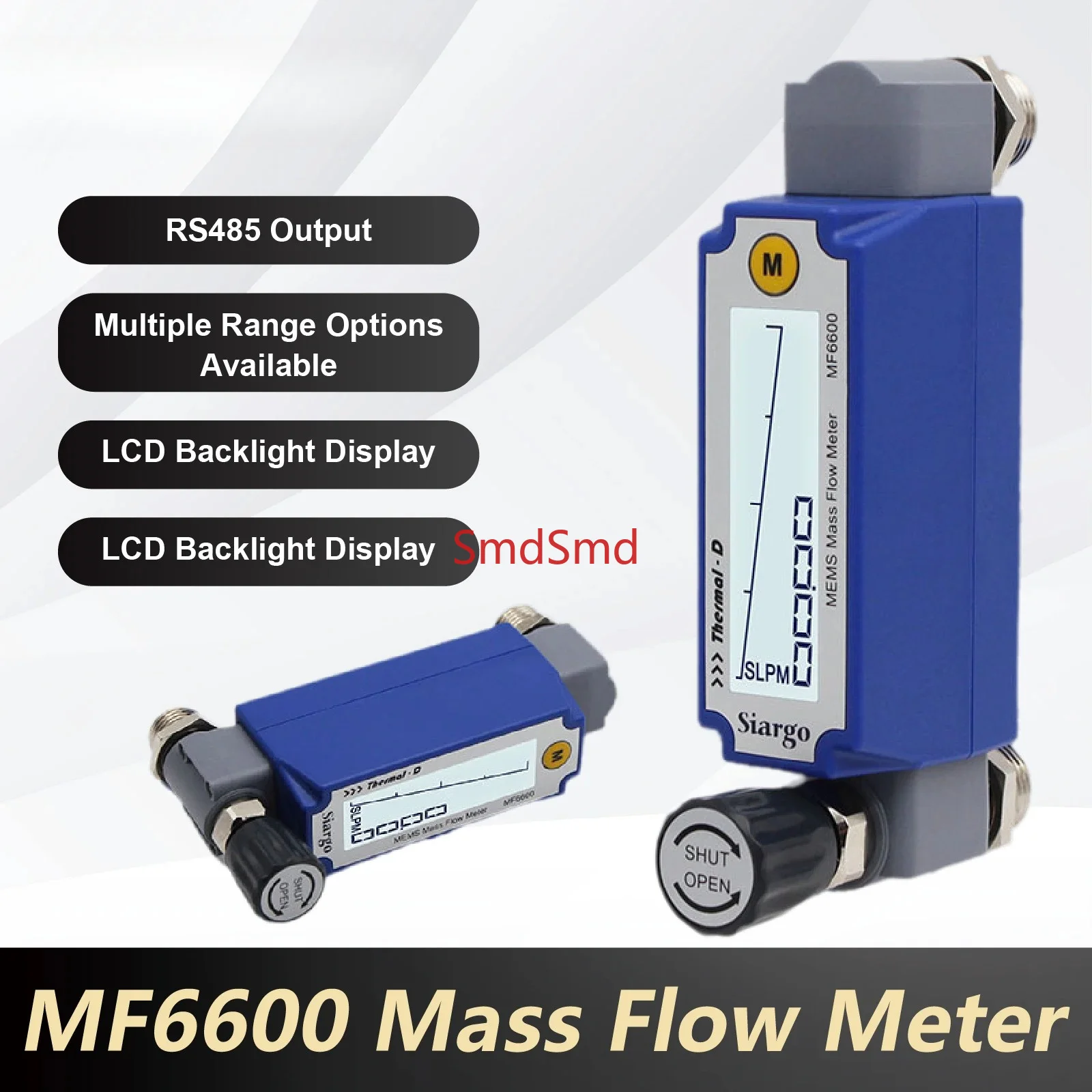 MF6600 MEMS Mass Flow Meter Digital Gas Flow Meter BSPT 1/4 RS485 LCD Battery Powered Rotameter Alternative High Accuracy