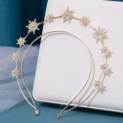 Light Luxury Crystal Star Hair Hoop Double Layer Baroque Headdress Delicate Wedding Headband Elegant Women Hair Accessories