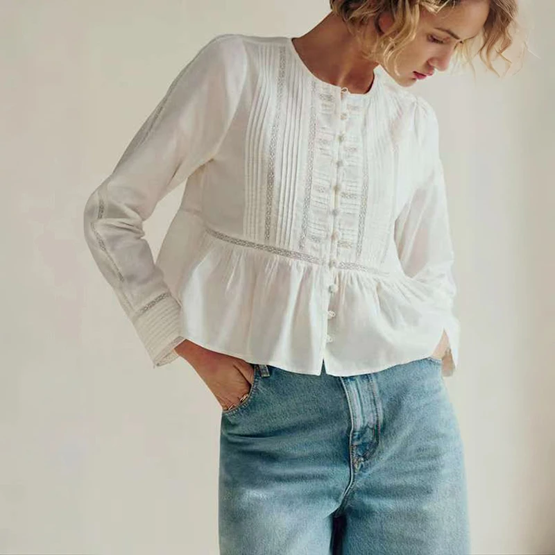 

Мягкая хлопковая женская футболка с круглым вырезом, модная, весенне-летняя, повседневная, с плиссированным подолом, дышащая, удобная, женский топ