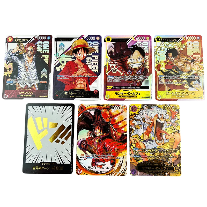 Kartu hadiah OPCG One Piece Anime bahasa Inggris bronzing Replica Oda Luffy Shanks Zoro law Reiju kartu koleksi permainan Anime