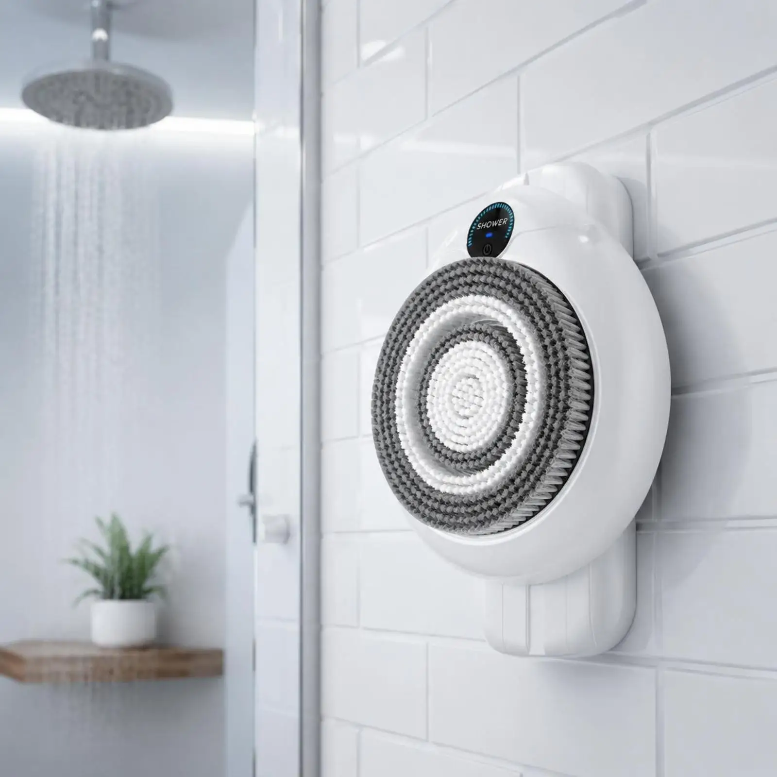 Automatic Shower Scrubber 3-Speed Adjustment Wall-Attached Bath Brush Digital