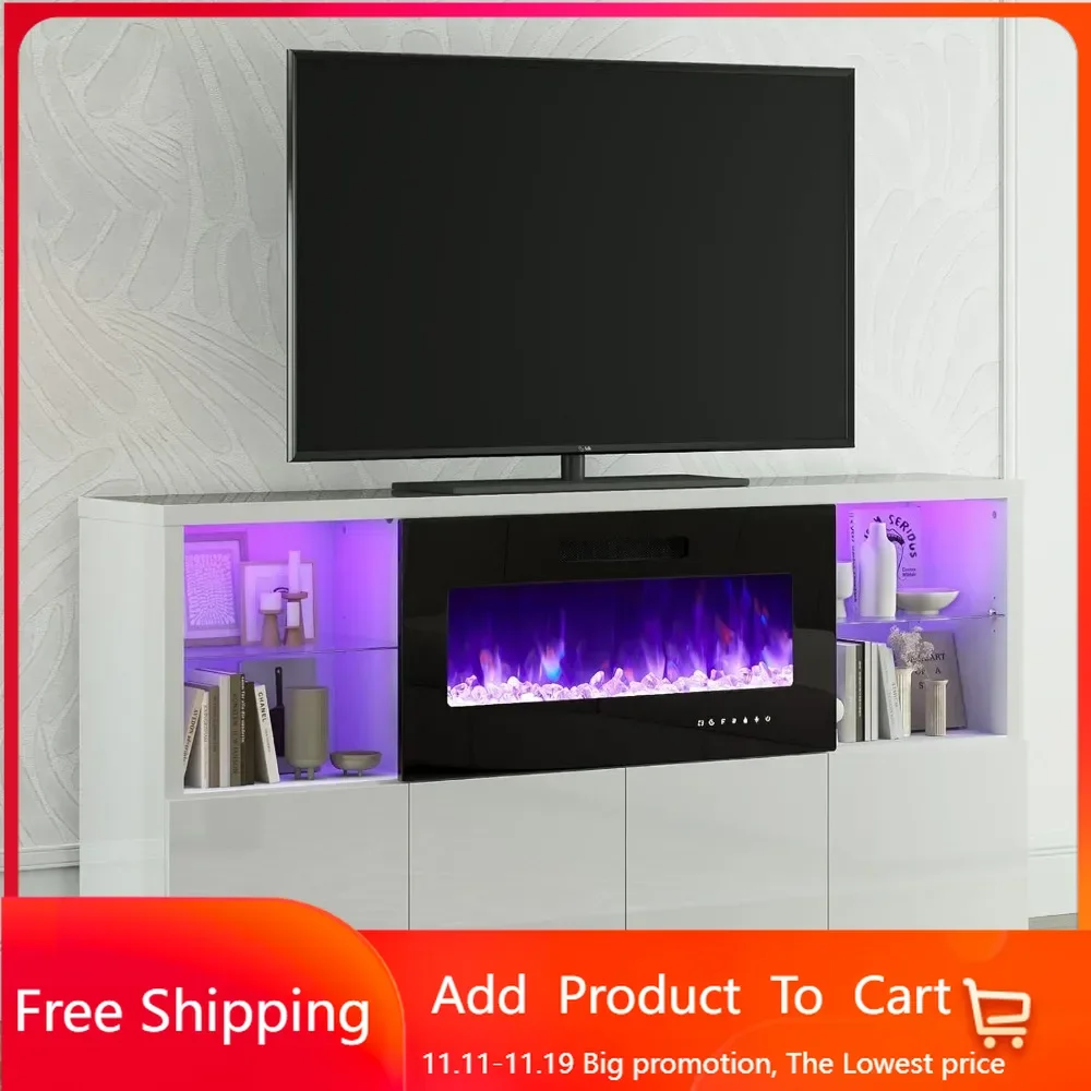 Modern Fireplace TV Stand for TVs up to 75