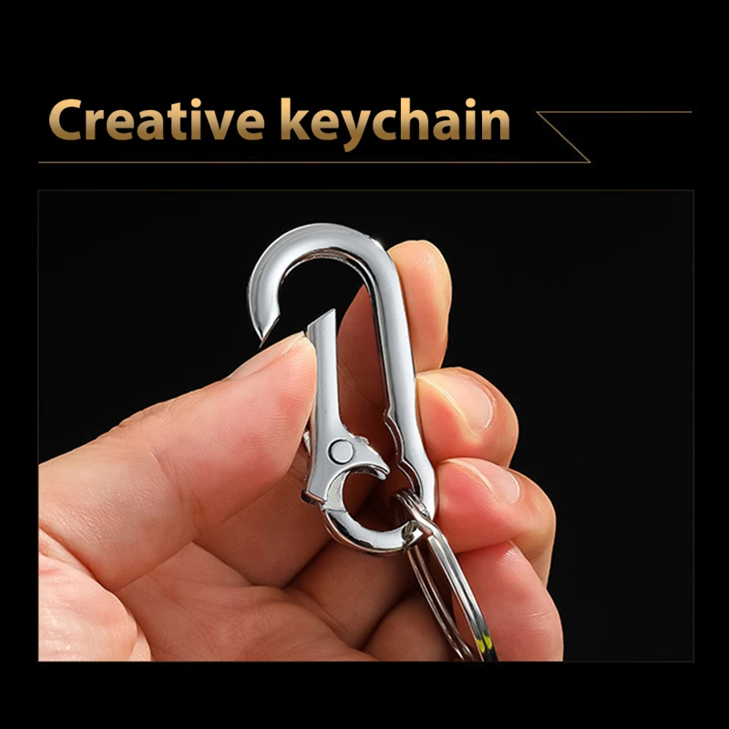 Men's Stainless Steel Gourd Buckle Keychain Anti-Lost Waist Belt Clip Fashionable And Durable Accessory