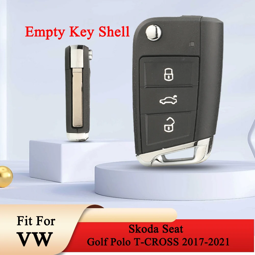 

Jingyuqin дистанционный автомобильный ключ, брелок с 3 кнопками для Volkswagen VW Skoda Seat Golf Polo T-CROSS 2017-2021 Hu162t, чехол без ключа