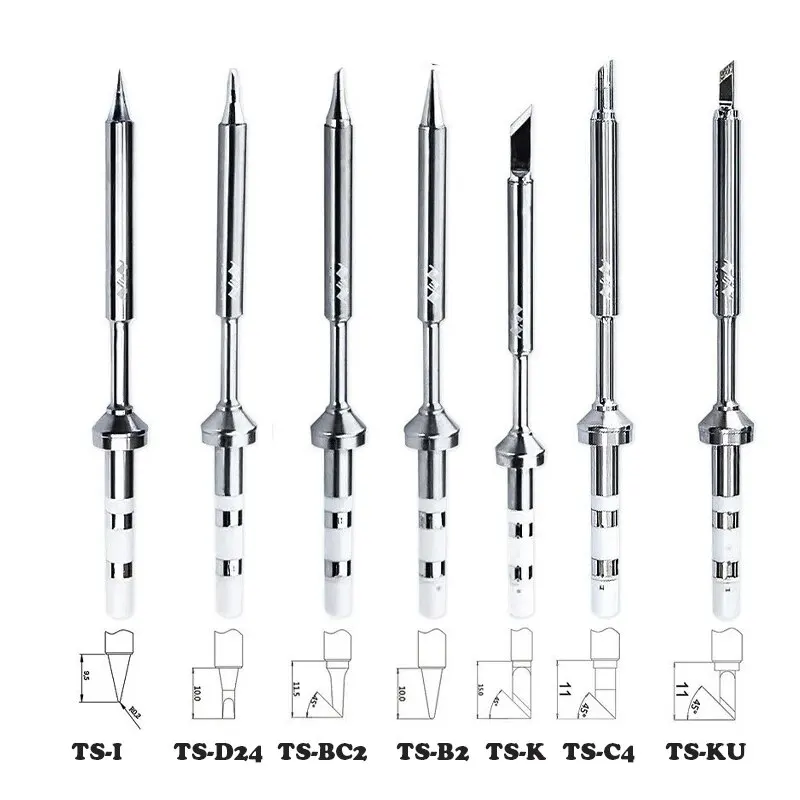 

Наконечники для паяльника TS101/TS100/T85, сменные насадки различных моделей наконечников для электрического паяльника K, KU, I, D24, BC2, C4, C1, JL02, 1 шт.