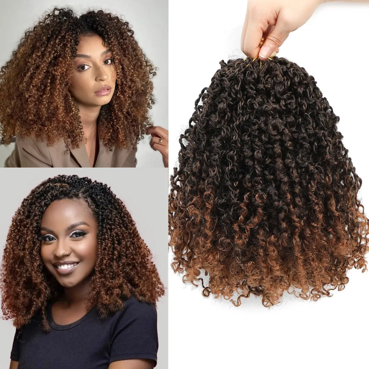 8/12inch Synthetic Yanky Twists Crochet Braiding Hair Extensions Short Passion Twist Crochet Hair Pre-looped Curly Braids Women
