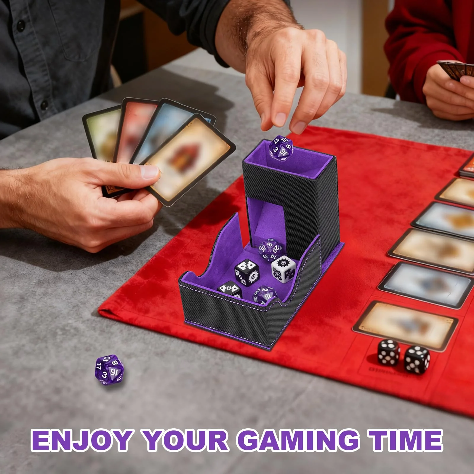 Foldable PU Leather Dice Storage Tray, Anti-Scratch Dice Rolling Tower, Universal Game Dice box for Tabletop RPG Game player