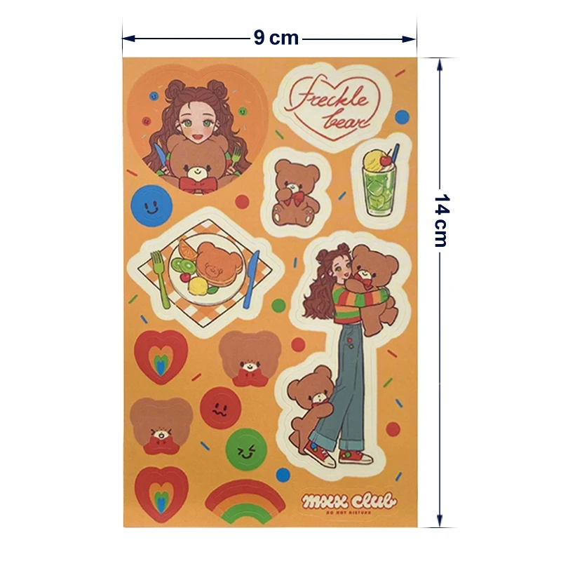 Korean Cute Girls Sticker Scrapbooking Stationery Decorative Sticker Creative Kawaii Stickers Cute Sweet Aesthetic Angel Bear