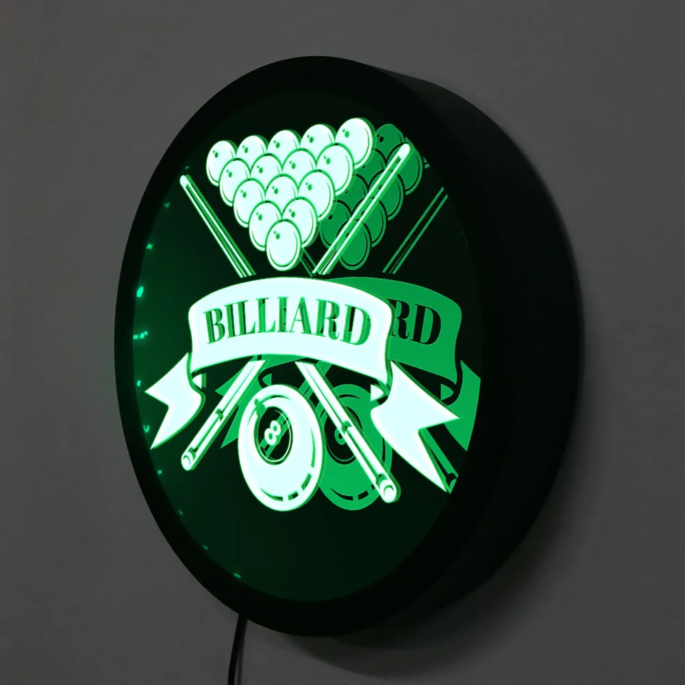 Imagem -05 - Acessórios de Bilhar Bola Colorido Led Sinal de Néon Sala Bilhar Logotipo Personalizado Snooker Negócios Iluminação da Parede Arte