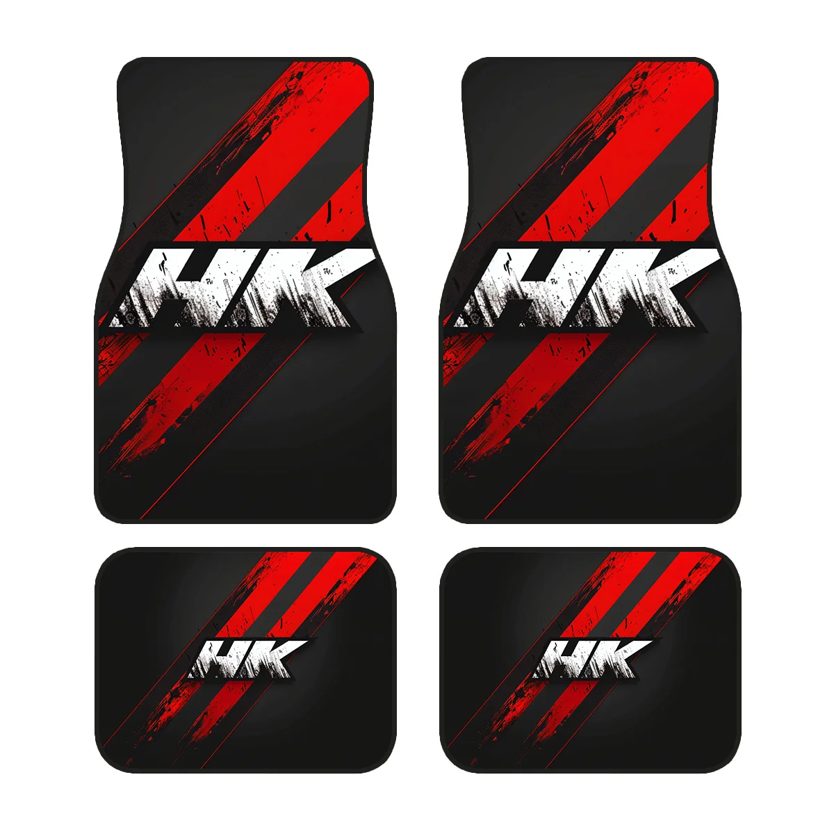 4pcs, HK Red Blade Letter Pattern Car Mats- Universal Anti-Slip Floor Mats For All Seasons, Easy To Clean, Suitable For Cars, Tr