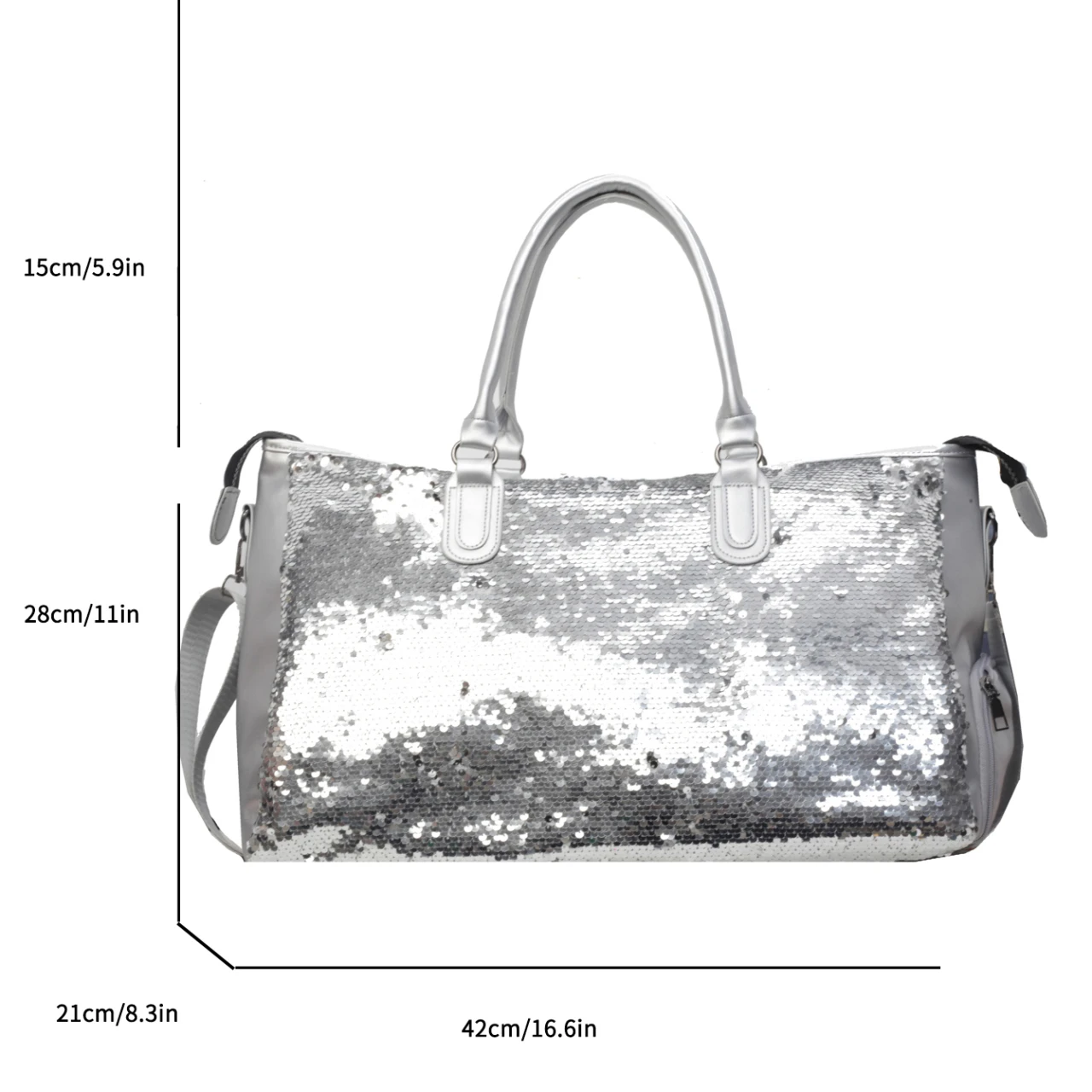 Large Capacity Travel Bag Luxury Silver Sequined Handbag For Women Fashion Dry Wet Sports Shoulder Crossbody Bag Storage Tote