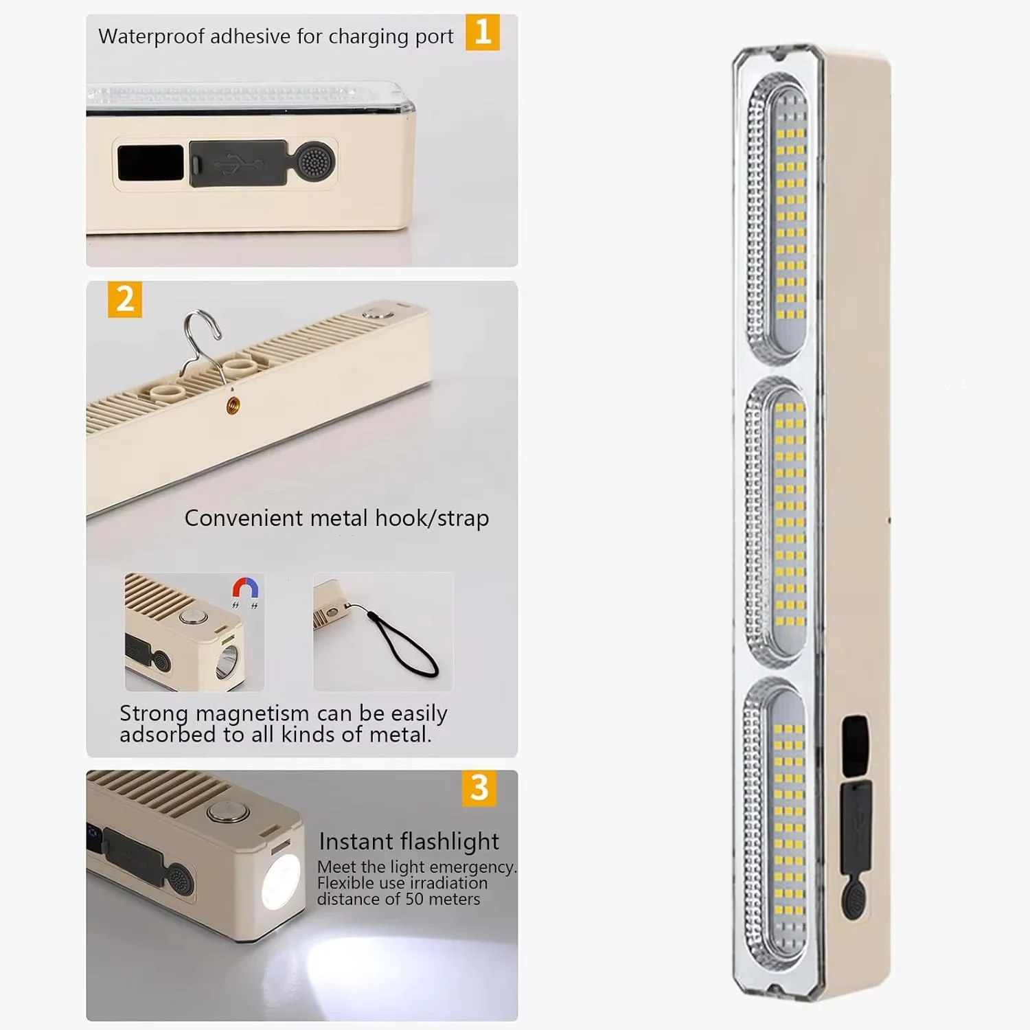 22/32/42cm Portable Camping Lamp Rechargeable Magnetic Light Tube with Hooks High Brightness Flashlight for Car Repair Outdoor image 4