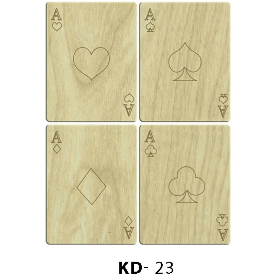 KD23 Playing Cards Paper 4lü Set Square As Wood Package Ornament