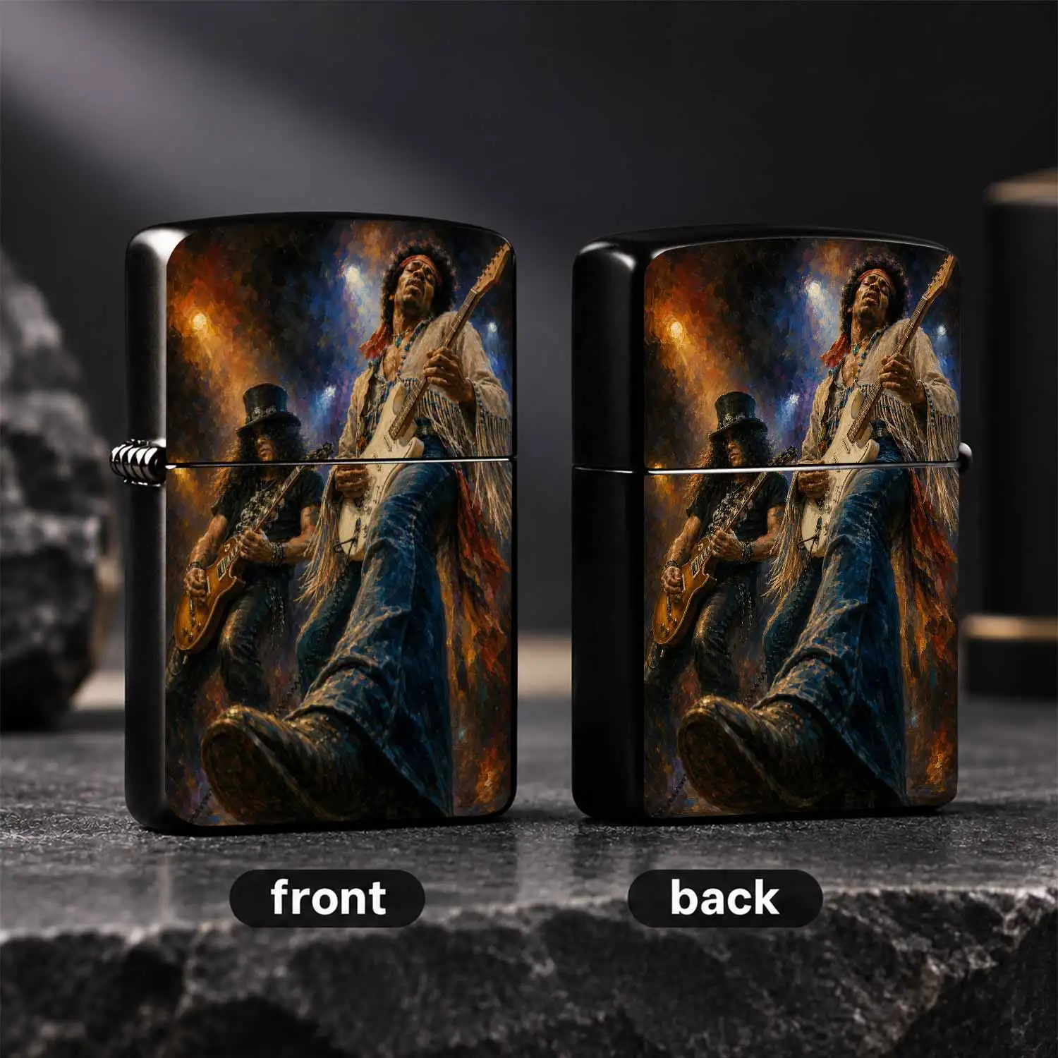 Vintage Rock Dual Guitar Printed Portable Accessory, Stylish Gig Vibe Creative Decor Piece, Ideal For Daily Use Outdoor Gatherings Gifting, Fits All Scenes, Exquisite Trendy Practical Item For Rock Lovers’ Daily Carry A Humorous And Interes