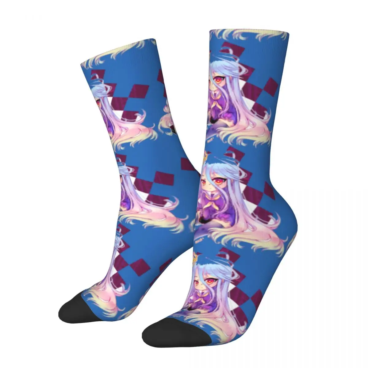 

Funny Crazy compression Sock for Men Harajuku Hip Hop Harajuku NO GAME NO LIFE Happy Quality Pattern Printed Boys Crew Sock