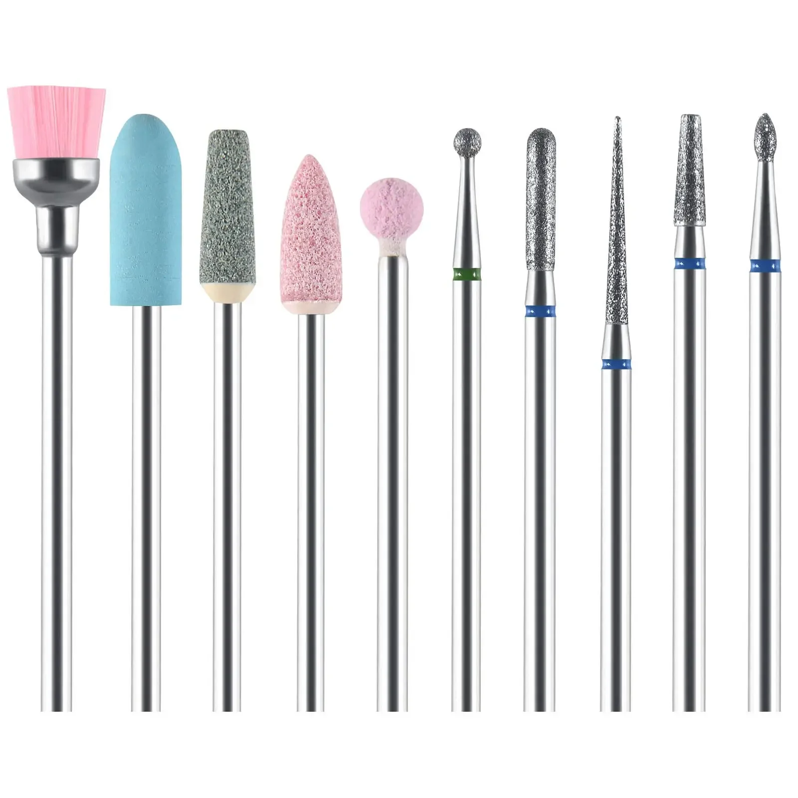 

10 PCS Diamond Nail Drill Bits Set for Manicure Pedicure Acrylic Gel Nails Cuticle Remove Electric Nail File Accessories