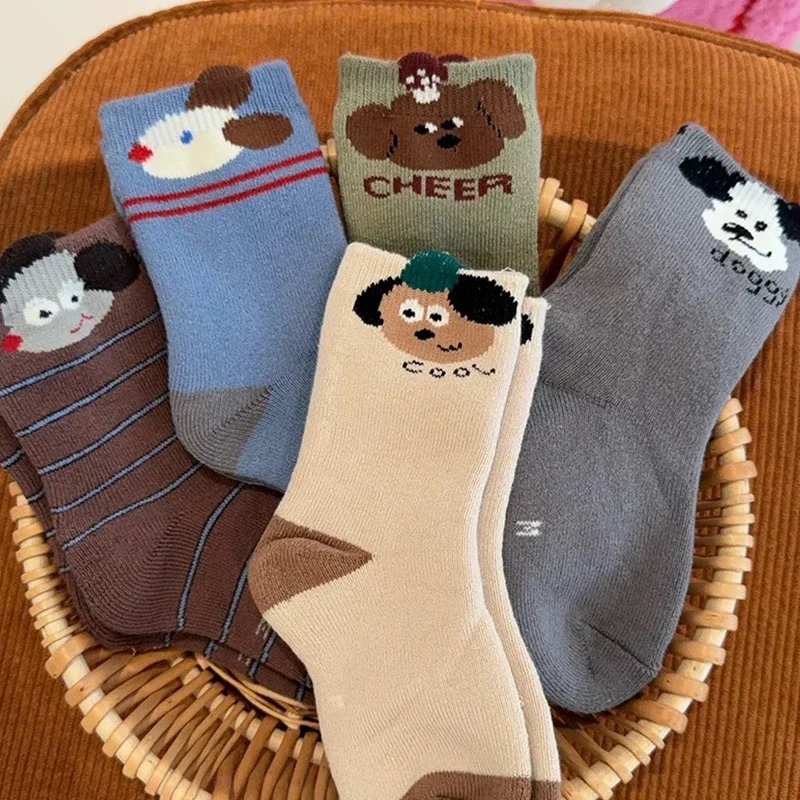 الشتاء الخريف 5 أزواج الكرتون جرو سميكة الدافئة نحى الأطفال الفتيان الجوارب رسالة لينة لطيف الرياضة جوارب مريحة للأطفال الأولاد