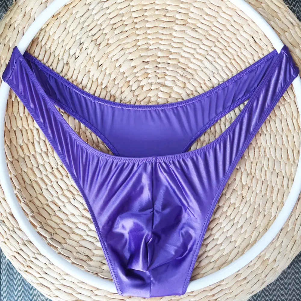 Man's Pink Low Waist Motal Sexy Thong Briefs Low Waisted Mini Convex Pouch G-String Nightclub Live Show Dance T-Back Panties