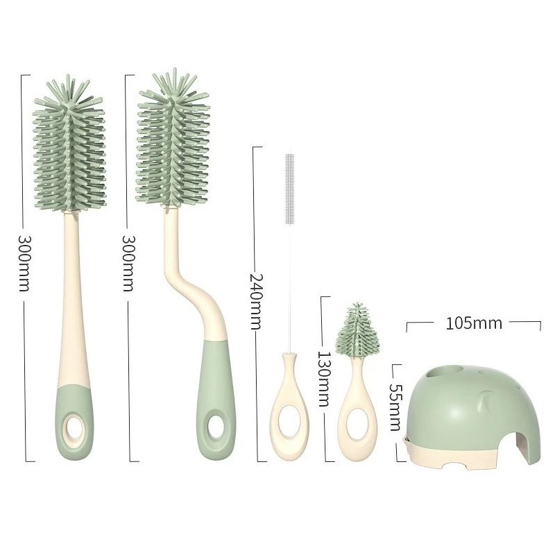 Rotating Silicone Baby Bottle Brush and Nipple Brush Set, Cleaning Brush for Bottles, Cups, and Containers