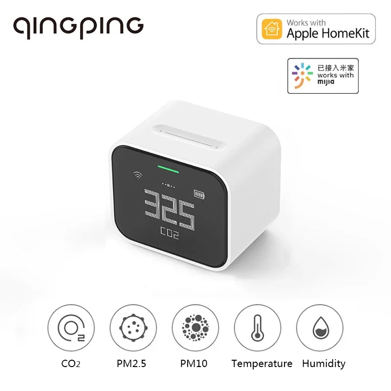 Qingping Detector de ar Lite Retina Toque Tela Ips Operação Toque Pm2.5 mi Casa App Controle Monitor ar Trabalho com Apple Homekit