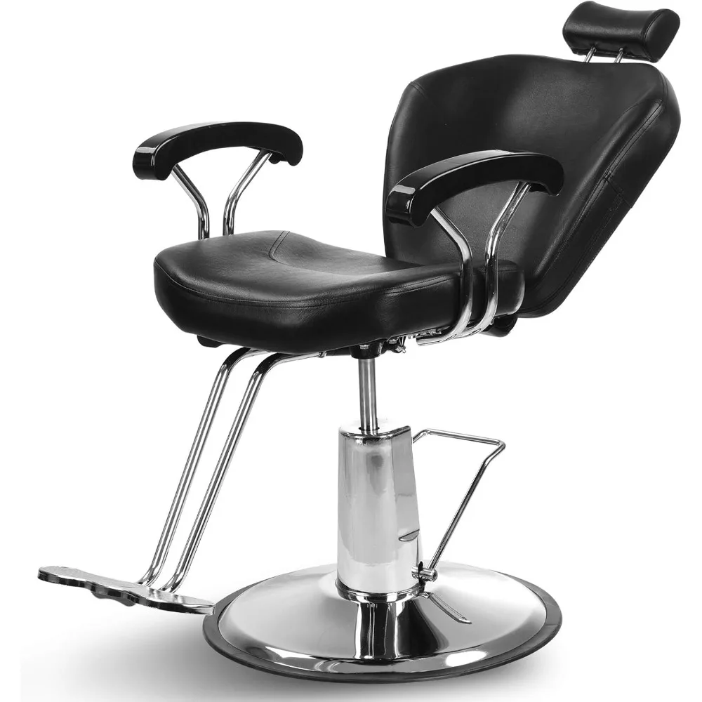 

Hairstylist Universal Barber Chair, Ergonomic Design, Adjustable Height, Footrest & Headrest, 40"D x 25"W x 45"H, Black