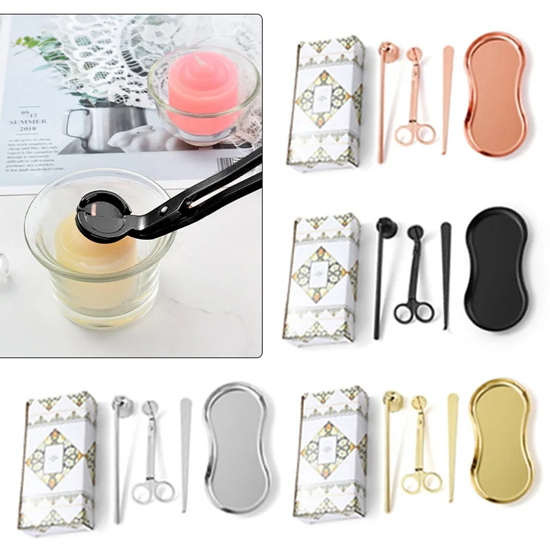 Candle Wick Trimmer Candle Extinguisher Oil Lamp Trim Scissors Candle Wick Cutter Snuffer Candle Core Shears Storage Tray Plate