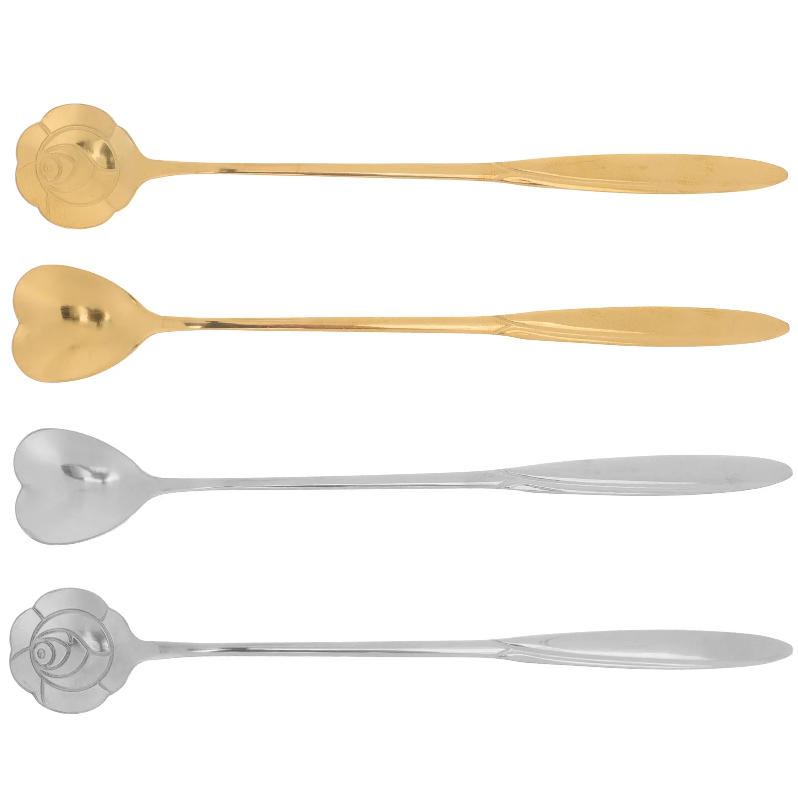 

1Set Stainless Steel Coffee Spoons Heart Flower Pattern Long Handle Stirring Spoons for Coffee Milk Tea Dessert Ice Cream