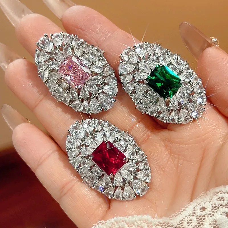 

Luxury Jewelry Ruby Wedding Ring for Women Bling Zircon Engagement Ring Wedding Anniversary Birthday Party Accessories