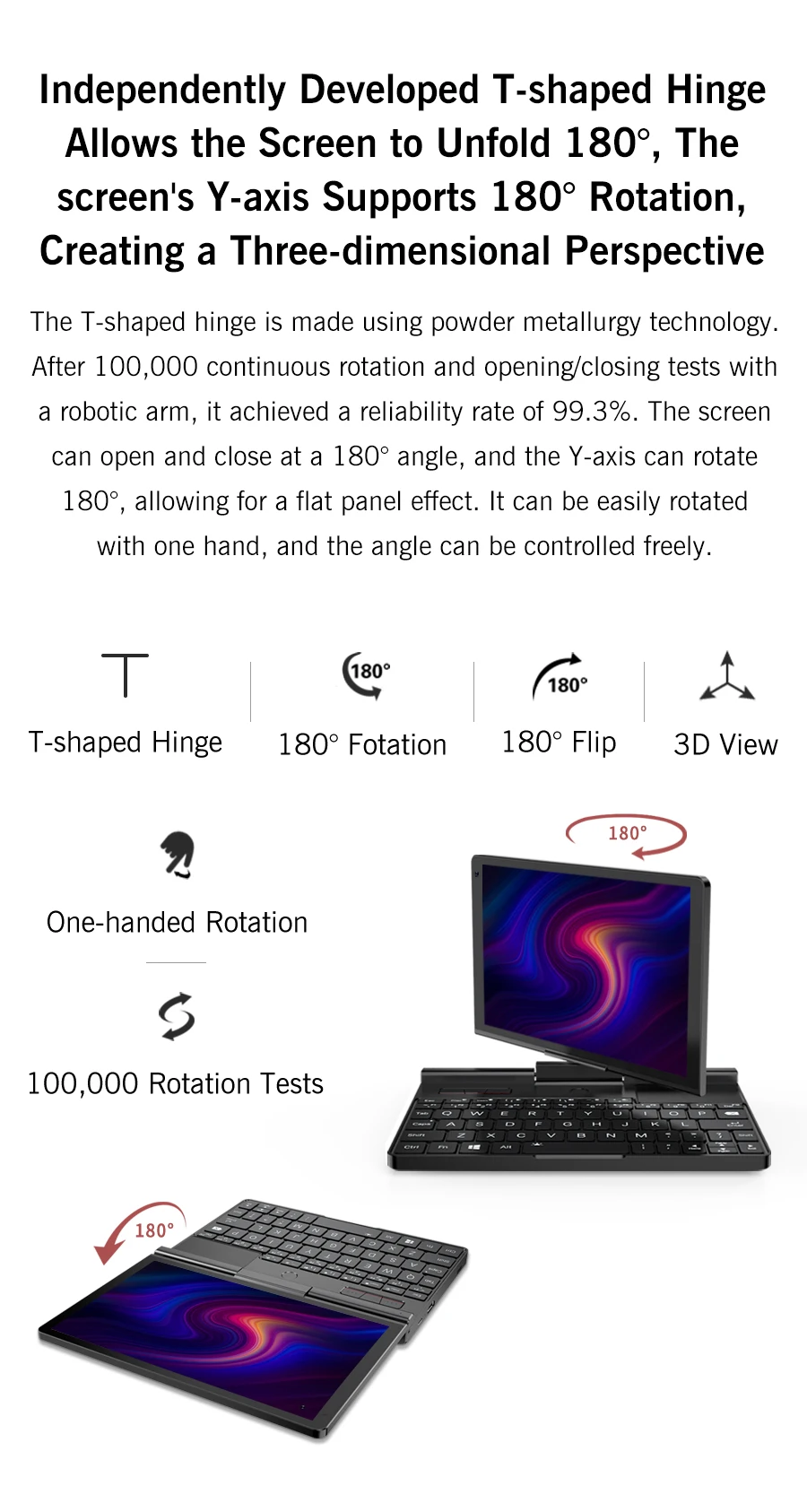 GPD Pocket 3 8'' Mini Handheld Laptop Intel Pentium Gold 7505 Touchscreen 180° Foldable Portable Notebook 16GB LPDDR4X 512GB SSD