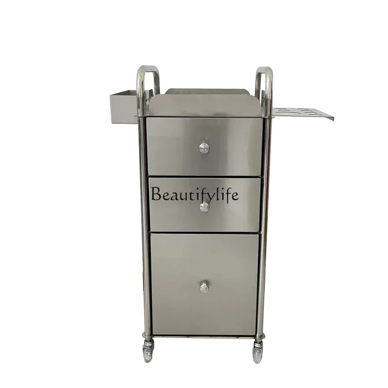 

Barber Shop Tool Cabinet for Hair Salon Stainless Steel Hair Cutting Tool Table Storage Cabinet