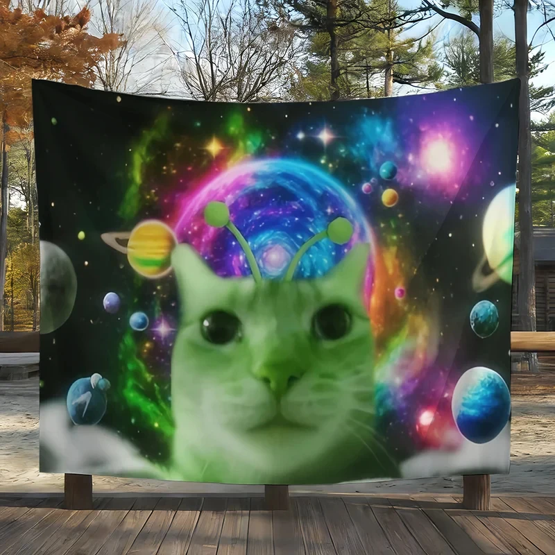 VIKAMA Funny Silly Cat Meme Tapestry Wall Hanging Art Banner For Party Club Home Dorm Wall Decor Fans Gift