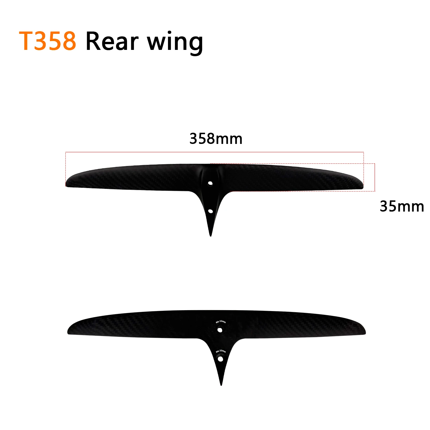 Lightweight Carbon T358 Rear Wing Hydrofoil Fittings Variety Sizes Skinny 358/35 Axis Stab Stabilizer Wing Surfing Accessories